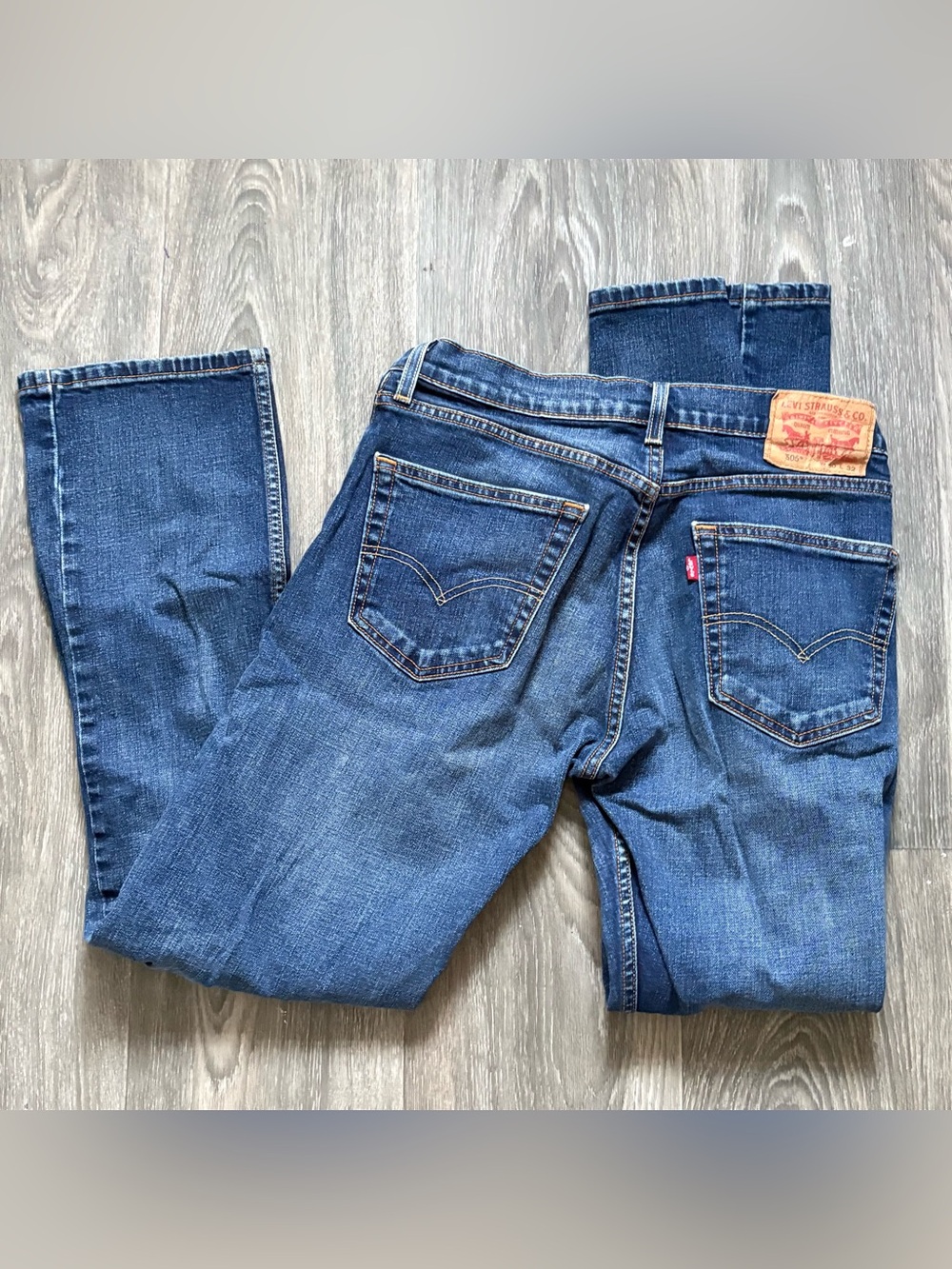Levis 505 Regular Fit Straight Leg Jeans Mens 30x32 Blue Denim - Picture 4 of 5